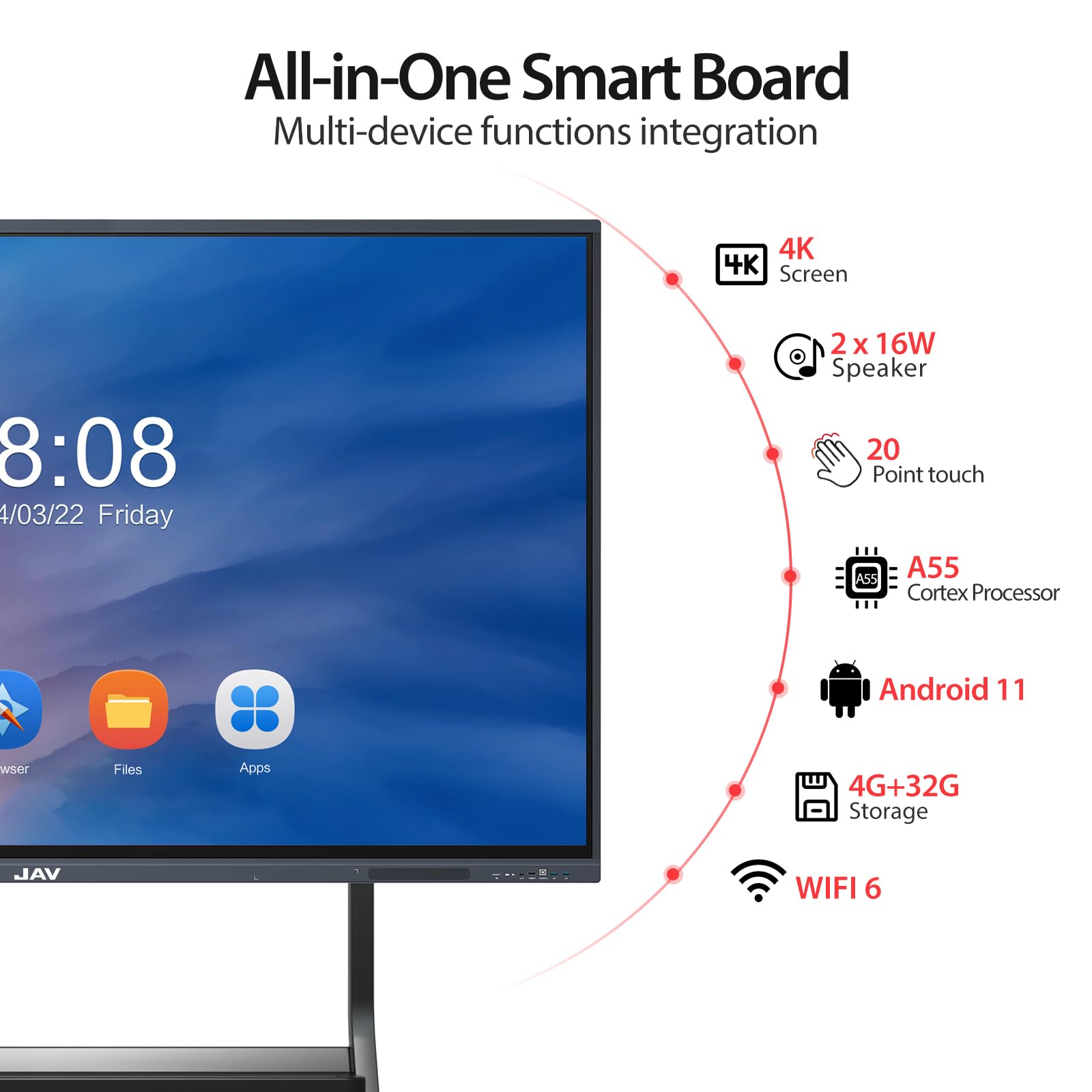 Amazon.com: JAV Interactive Whiteboard, 55'' 4K UHD Smart
